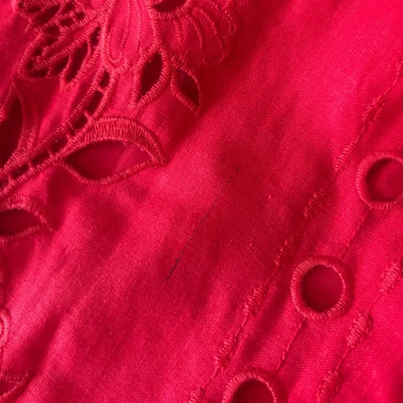 FARM Rio Richelieu Linen Sleeveless Eyelet Dress Tuckernuck Anthropologie Red - Picture 17 of 17